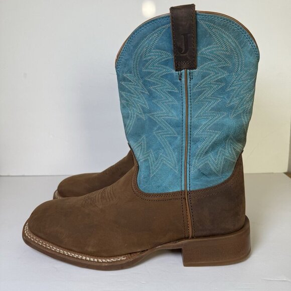 Justin Big Bucks 11” Western Square Toe Walnut Boots Men Size 12D NEW Vibram - Picture 12 of 16